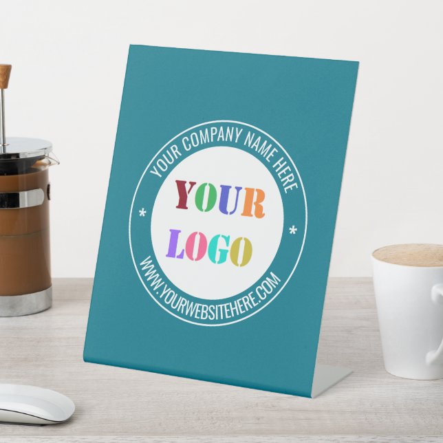 Custom Business Logo Name Pedestal Sign Template (In SItu)