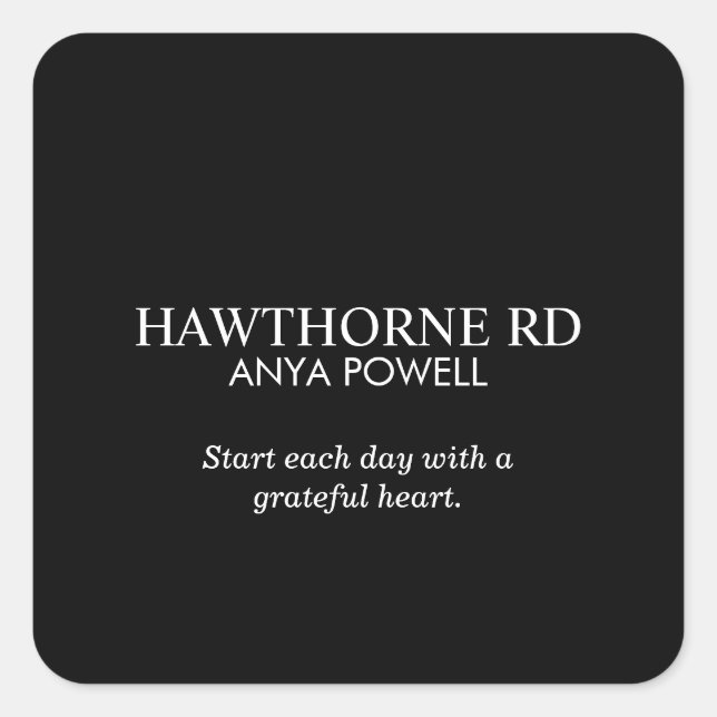 Custom Business Logo Name Text Simple Typography Square Sticker (Front)