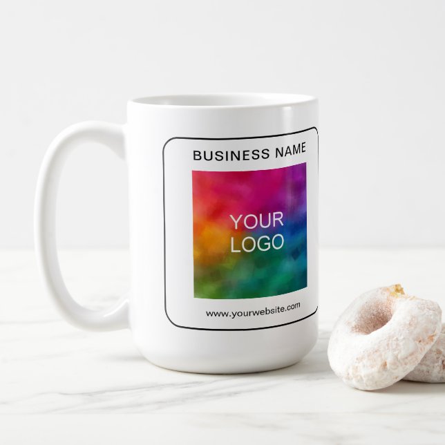 Custom Business Logo Name Url QR Code Template Coffee Mug (With Donut)