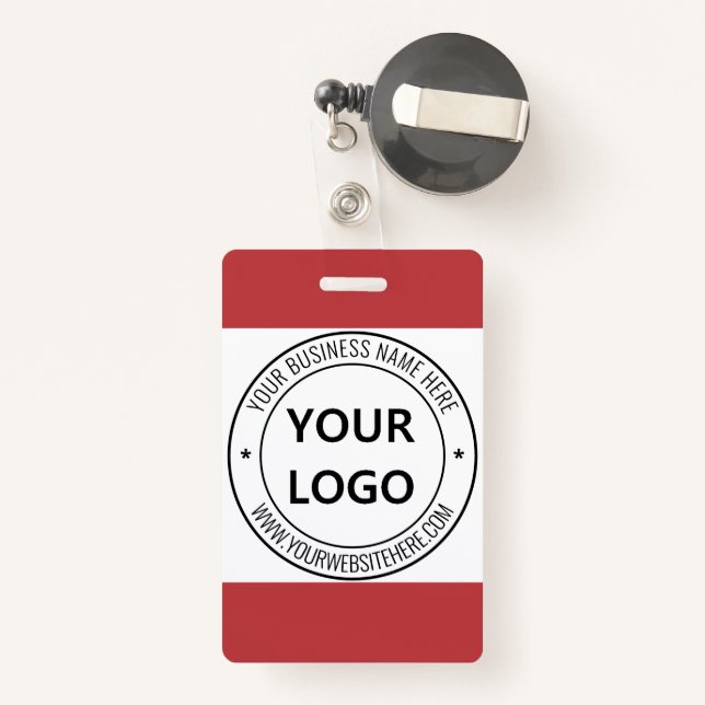 Custom Business Logo Name Website Company Badge ID Badge (Back with Retractable)
