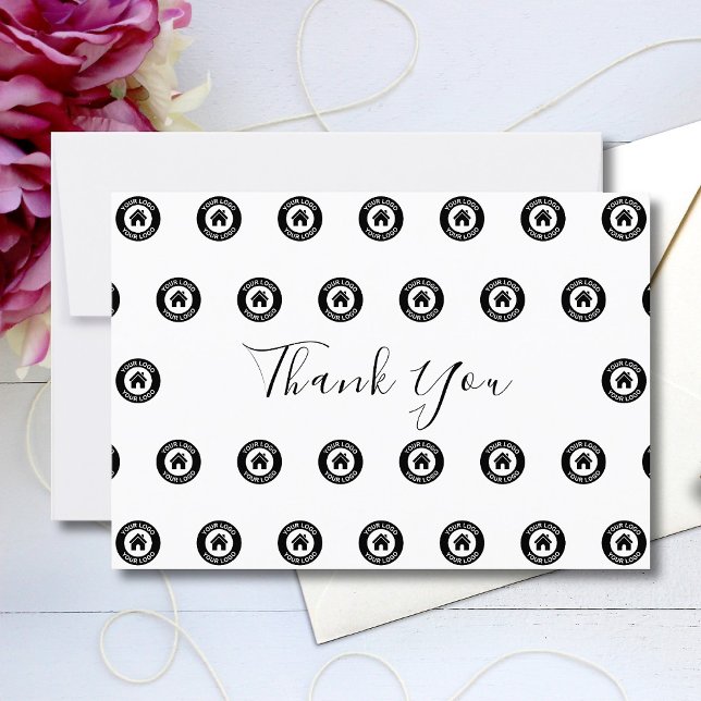 Custom Business Logo Pattern And Message Thank You Card (Creator Uploaded)