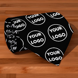 Custom Business Logo Pattern on Black Tie