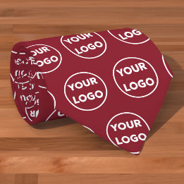 Custom Business Logo Pattern on Burgundy Tie