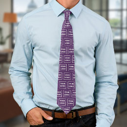 Custom Business Logo Pattern on Purple 2 Sided Tie