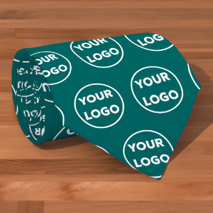 Custom Business Logo Pattern on Teal Tie