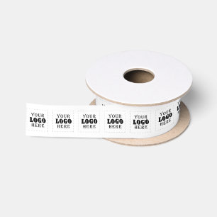 Custom business logo pattern white satin ribbon