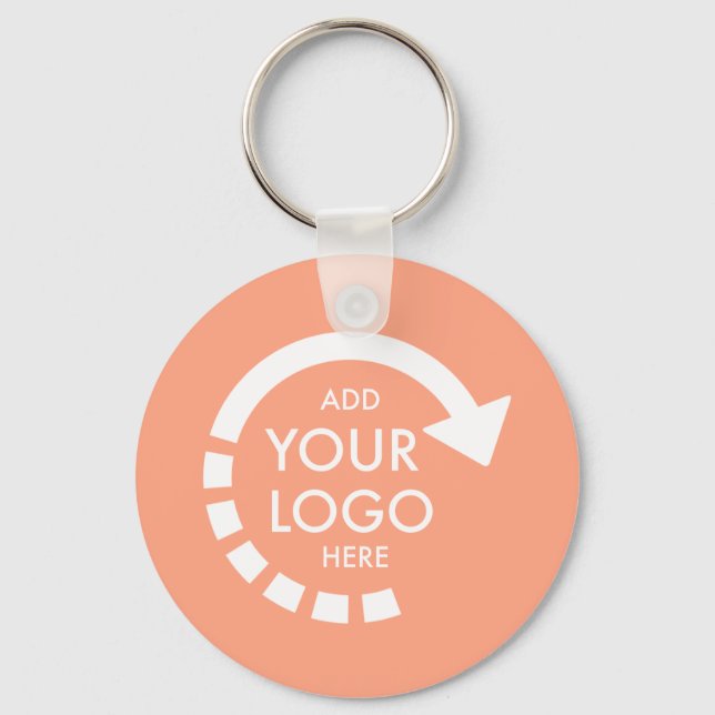 Custom Business Logo | Peachy Coral Key Ring (Front)