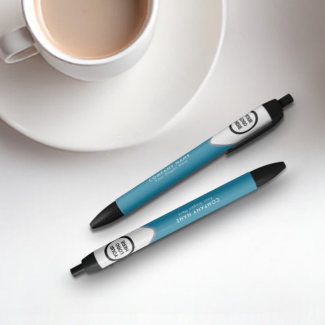 Custom Business Logo Personalised Branded Swag Blue Ink Pen (Branded Company Logo Pens Embody Elegance in Simplicity.)