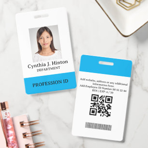 Custom Business Logo, Photo, Bar Qr Code Badge ID Badge