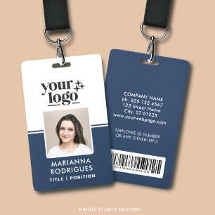 Custom Business Logo Photo Barcode Employee ID Badge