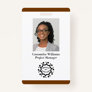 Custom Business Logo & Photo Employee Burnt Orange ID Badge
