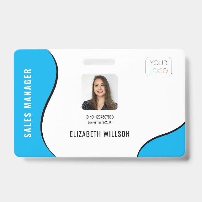 Custom Business Logo Photo Employee ID Badge (Front)