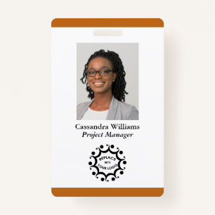 Custom Business Logo & Photo Employee Orange ID Badge