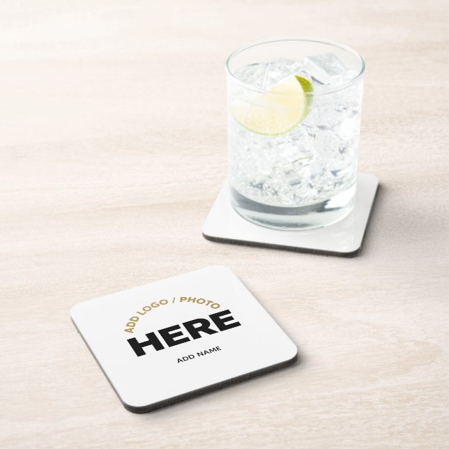 Custom Business Logo Photo Text Coaster (Right Side)