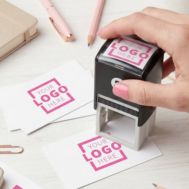 Custom Business Logo Pink Ink Rubber Stamp (Creator Uploaded)