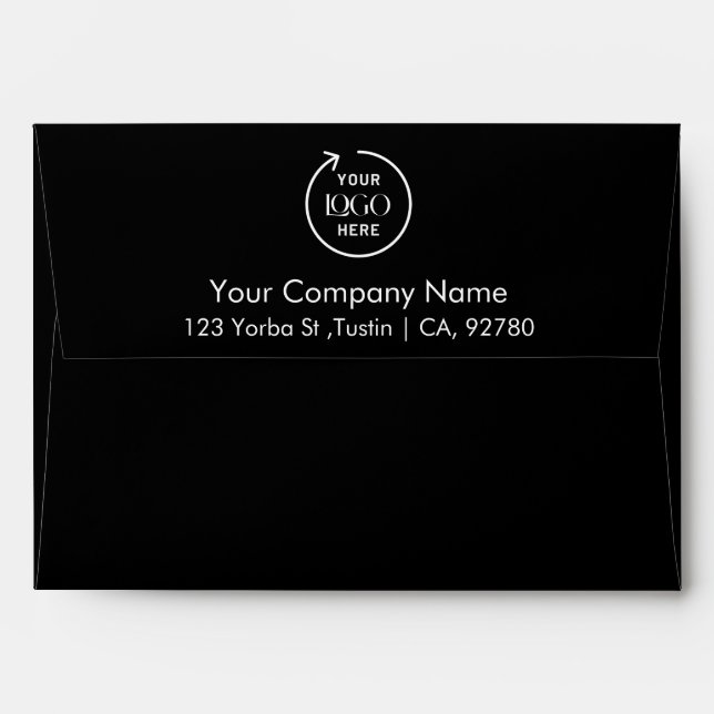 Custom Business Logo | Professional Black Envelope (Back (Top Flap))