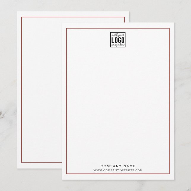 Custom Business Logo Professional Red Border Card (Front/Back)