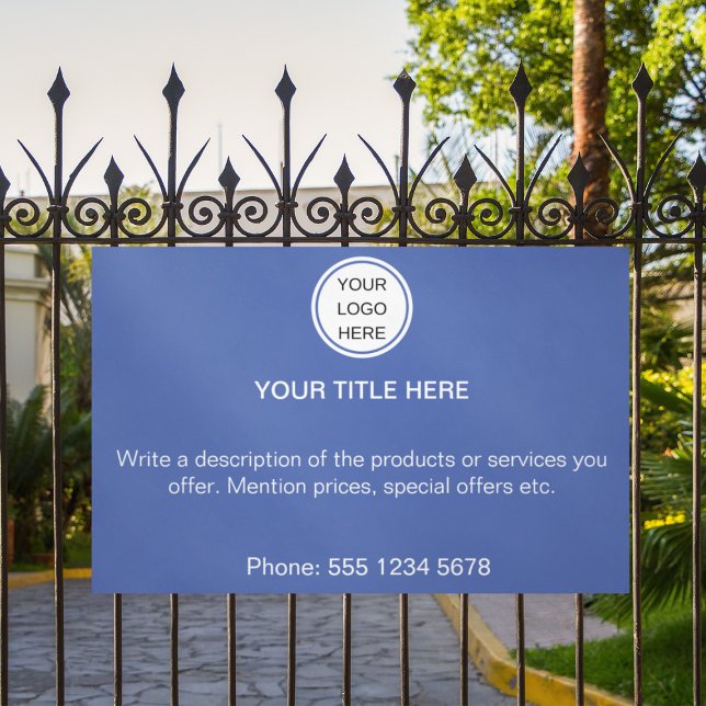 Custom Business Logo Promotional Advertising Blue Banner (Creator Uploaded)