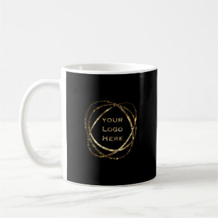 Custom Business Logo Promotional Aqua on Black Coffee Mug