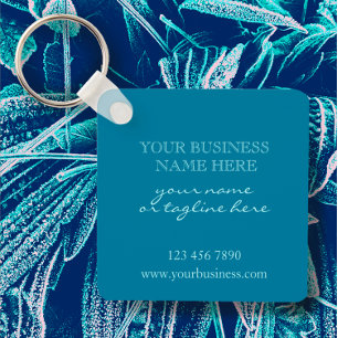 Custom Business Logo Promotional Aqua Turquoise    Key Ring