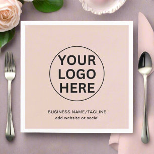 Custom Business Logo Promotional Blush Pink Napkin