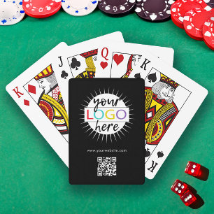 Custom Business Logo Promotional Branded Black QR Playing Cards