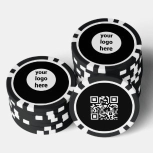 Custom Business Logo Promotional QR Code Black Poker Chips