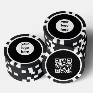 Custom Business Logo Promotional QR Code Black Poker Chips