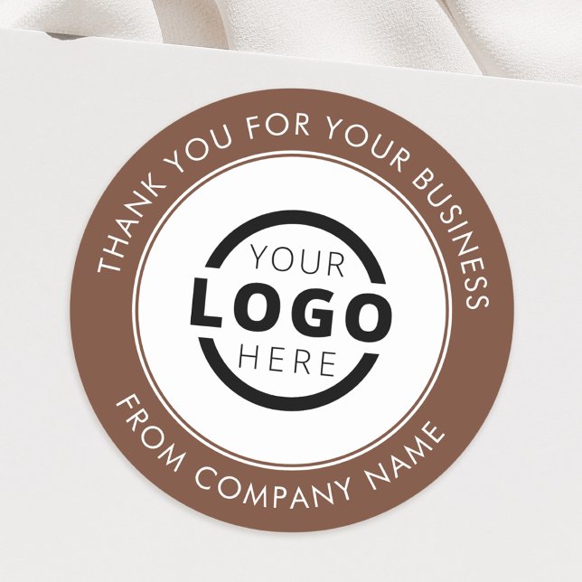 Custom Business Logo Promotional Thank You Brown Classic Round Sticker (Creator Uploaded)