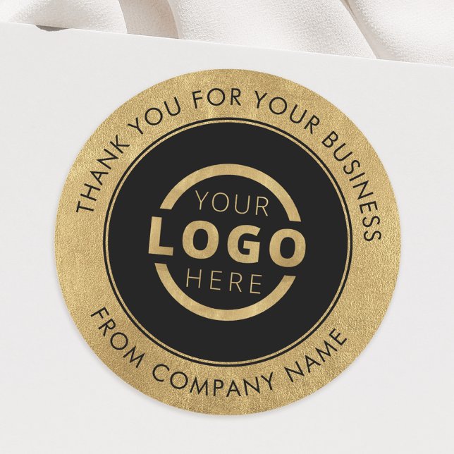 Custom Business Logo Promotional Thank You Gold Classic Round Sticker (Creator Uploaded)