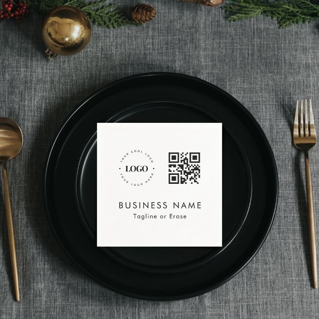 Custom Business Logo QR Code Company Party Event  Napkin (Creator Uploaded)