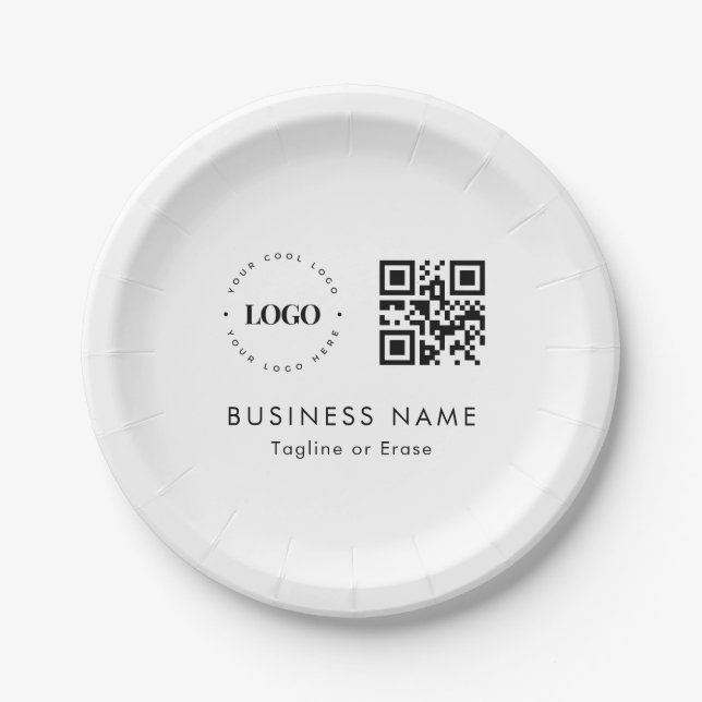 Custom Business Logo QR Code Company Party Event   Paper Plate (Front)