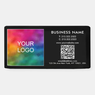 Custom Business Logo QR Code Modern Outdoor Banner