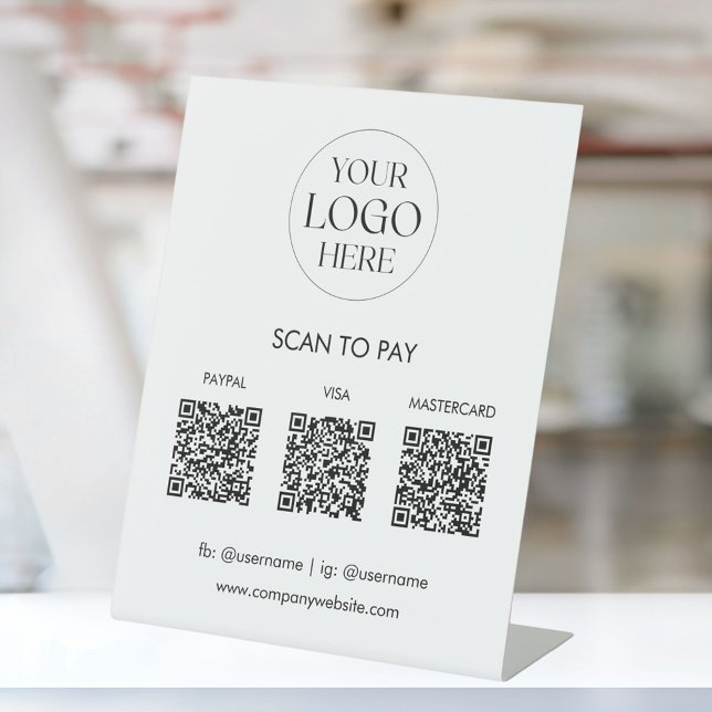 Custom Business Logo QR Code Modern Payment Pedestal Sign (In situ)