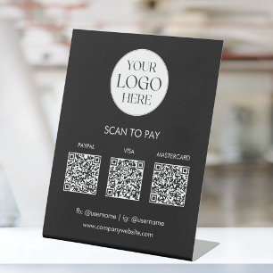 Custom Business Logo QR Code Modern Payment Pedestal Sign