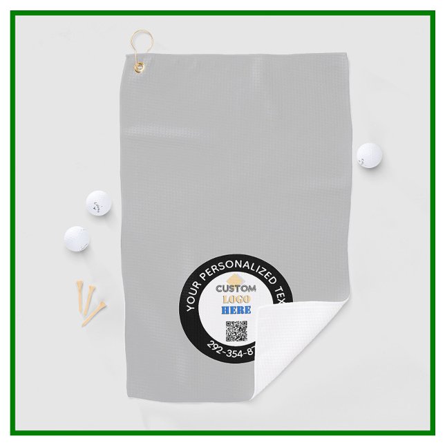 Custom Business Logo QR Code Personalised Golf Towel (Creator Uploaded)