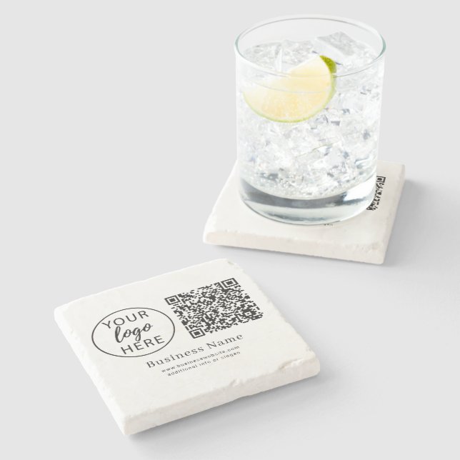 Custom Business Logo QR Code Personalised Stone Coaster (Side)