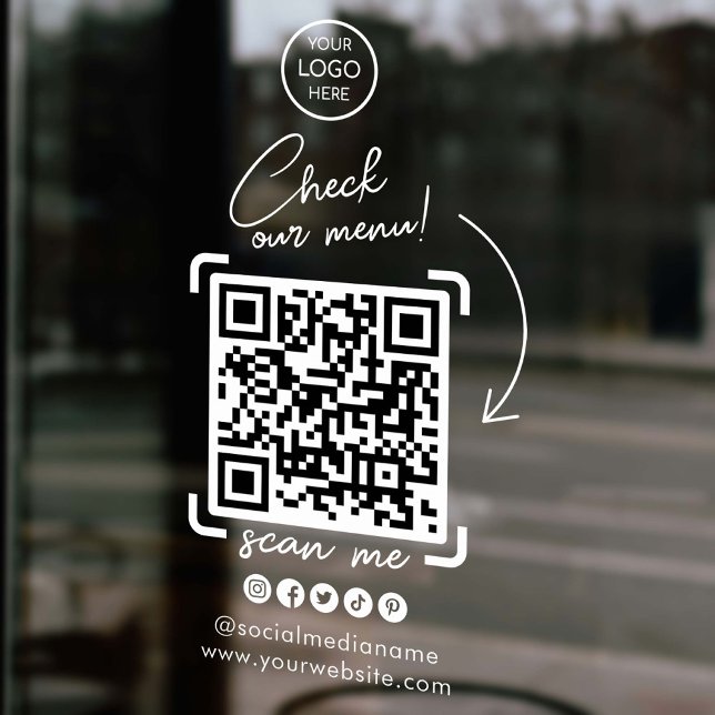 Custom Business Logo QR Code Social Media (Custom Business Logo QR Code Social Media Window Cling)