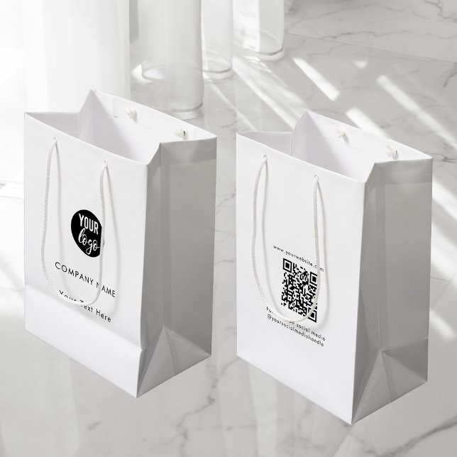 Custom Business Logo QR Code Social Media Medium Gift Bag (Creator Uploaded)