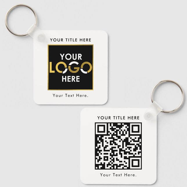 Custom Business Logo QR Code & Text Double Sided Key Ring (Custom Business Logo QR Code & Text Double Sided Keychain)