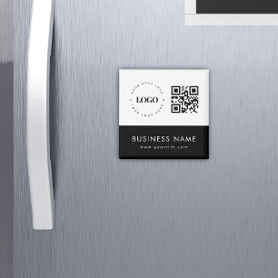 Custom Business Logo QR Code & Text Professional Magnet