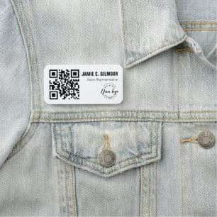 Custom Business logo QR CODE website Name Tag