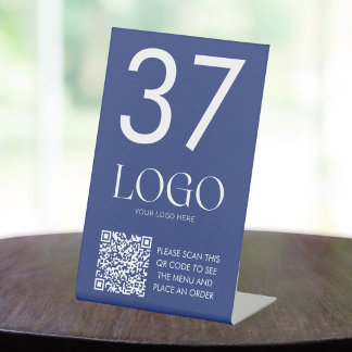 Custom Business Logo Restaurant Cafe Table Number Pedestal Sign