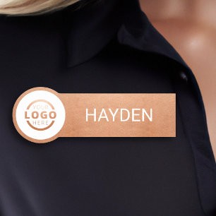 Custom Business Logo Rose Gold Employee Staff Name Tag