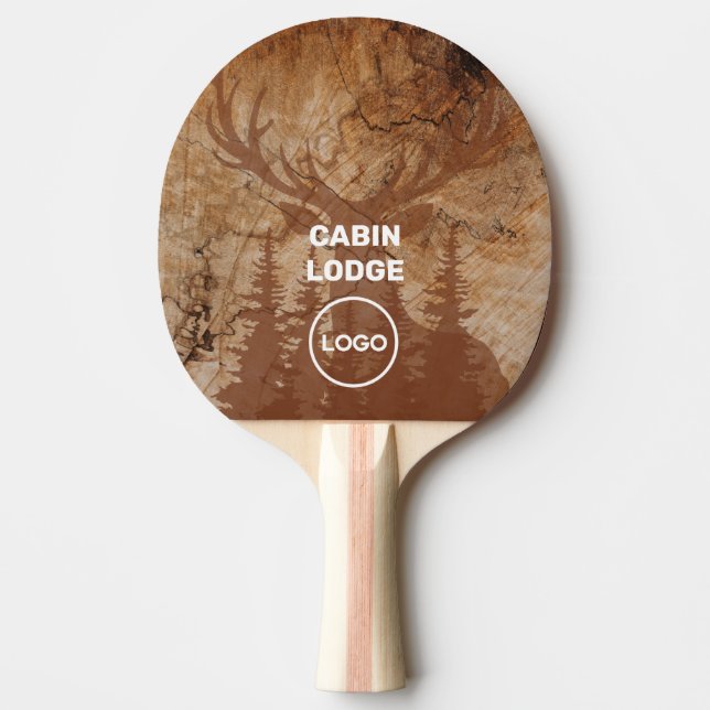 Custom Business Logo Rustic Wood Wilderness Forest Ping Pong Paddle (Front)