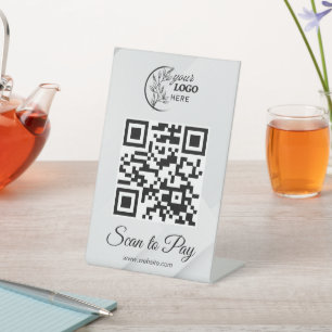 Custom Business Logo Scan To Pay QR Code  Pedestal Sign