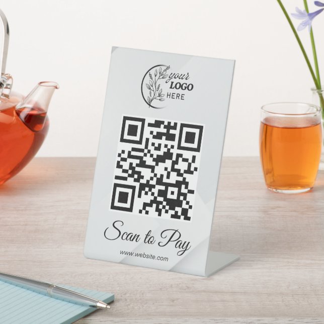 Custom Business Logo Scan To Pay QR Code  Pedestal Sign (In SItu)