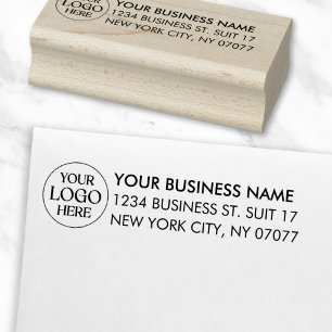 Custom Business Logo Simple Modern Return Address Rubber Stamp