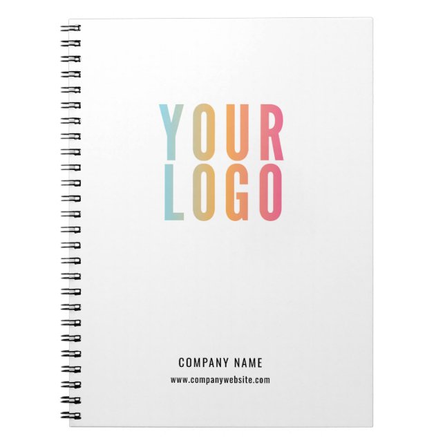 Custom Business Logo Simple White Promotional Notebook (Front)