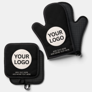 Custom Business Logo Slogan Professional Oven Mitt & Pot Holder Set